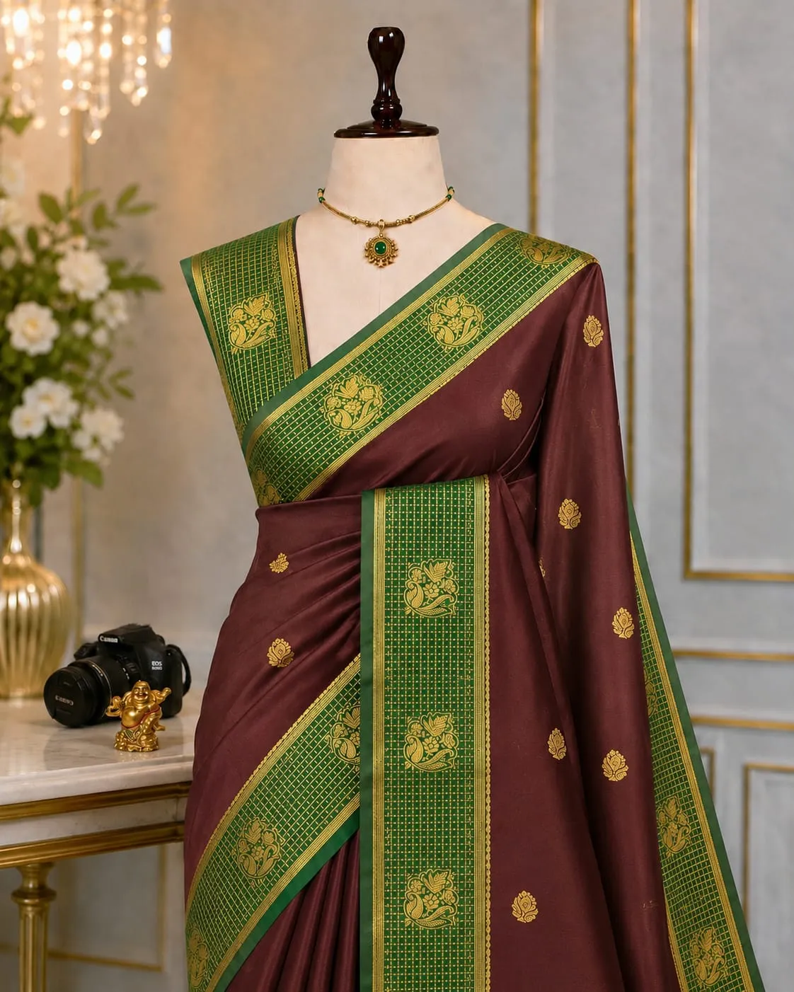 Fusion Korvai Zari Butta Semi Silk Saree